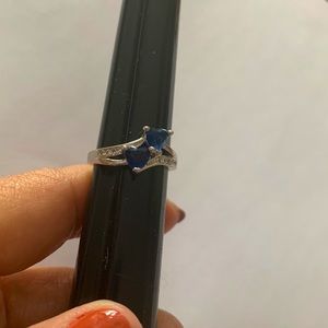 Double Heart Sapphire Diamond Ring